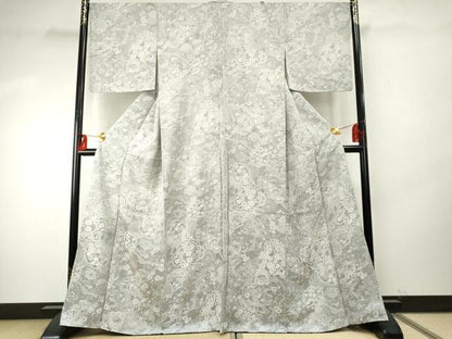 平和屋着物●山岡古都・古都染人　染織美術品　薬墨染　天目織　お召　雪輪重ね吉祥花文　健勝苑扱い　正絹　逸品　AABE8677cs