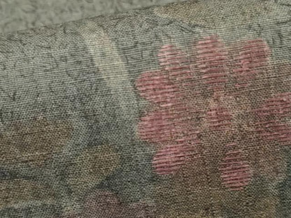 平和屋着物●本場結城紬　重要無形文化財　訪問着　刺繍　草花文　奥順織物謹製　ますいわ屋扱い　証紙付き　正絹　逸品　AABE8679cs