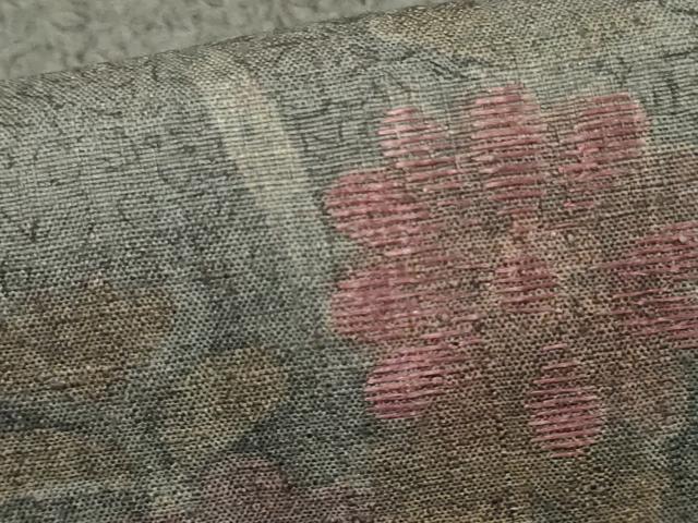 平和屋着物●本場結城紬　重要無形文化財　訪問着　刺繍　草花文　奥順織物謹製　ますいわ屋扱い　証紙付き　正絹　逸品　AABE8679cs