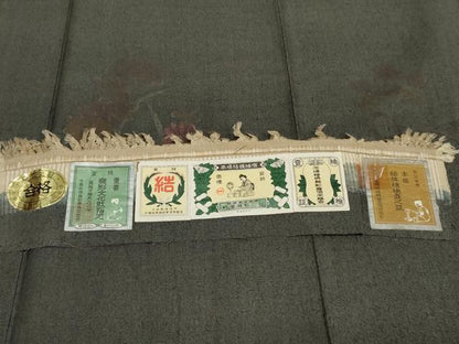 平和屋着物●本場結城紬　重要無形文化財　訪問着　刺繍　草花文　奥順織物謹製　ますいわ屋扱い　証紙付き　正絹　逸品　AABE8679cs