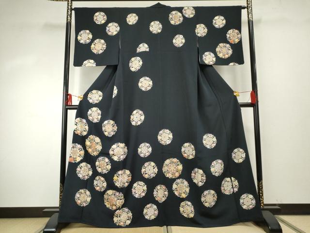 平和屋着物●訪問着　友禅　駒刺繍　花丸文　金彩　正絹　逸品　AABE8680cs