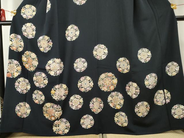 平和屋着物●訪問着　友禅　駒刺繍　花丸文　金彩　正絹　逸品　AABE8680cs