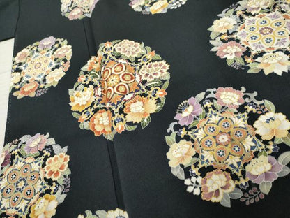 平和屋着物●訪問着　友禅　駒刺繍　花丸文　金彩　正絹　逸品　AABE8680cs