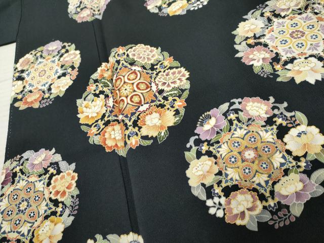 平和屋着物●訪問着　友禅　駒刺繍　花丸文　金彩　正絹　逸品　AABE8680cs