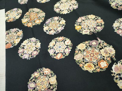 平和屋着物●訪問着　友禅　駒刺繍　花丸文　金彩　正絹　逸品　AABE8680cs