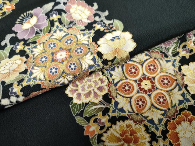 平和屋着物●訪問着　友禅　駒刺繍　花丸文　金彩　正絹　逸品　AABE8680cs