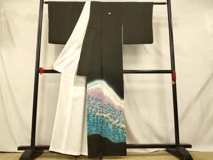 平和屋着物■豪華黒留袖　作家物　風景文　暈し染め　正絹　逸品　AABE8686fw