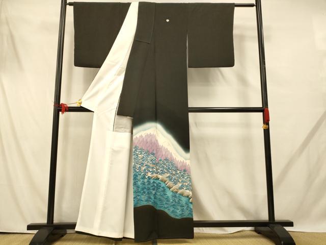 平和屋着物■豪華黒留袖　作家物　風景文　暈し染め　正絹　逸品　AABE8686fw