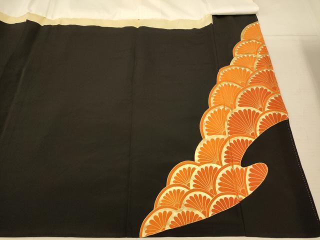 平和屋着物■豪華黒留袖　刺繍　青海波花文　金彩　銀糸　正絹　逸品　AABE8802fw