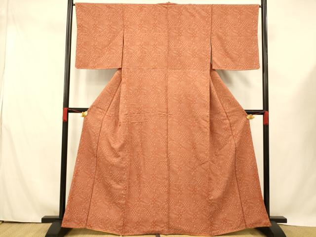 平和屋着物■上質なお召　切り嵌め花唐草文　正絹　逸品　AABE8826fw