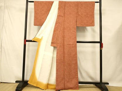 平和屋着物■上質なお召　切り嵌め花唐草文　正絹　逸品　AABE8826fw