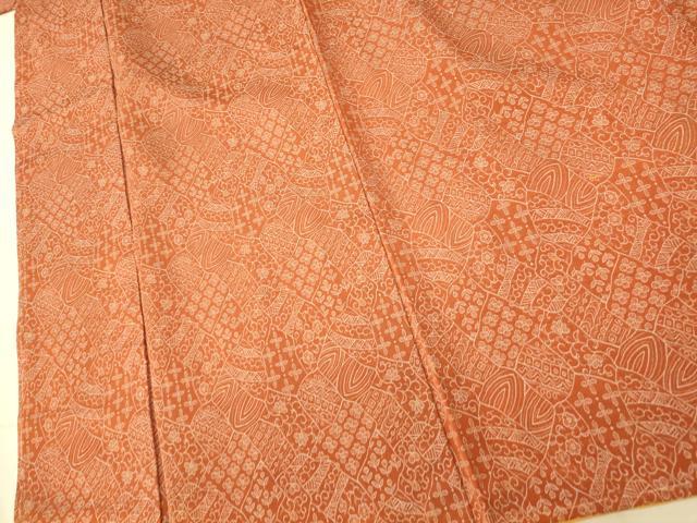 平和屋着物■上質なお召　切り嵌め花唐草文　正絹　逸品　AABE8826fw
