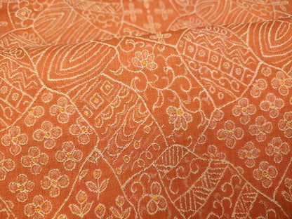 平和屋着物■上質なお召　切り嵌め花唐草文　正絹　逸品　AABE8826fw