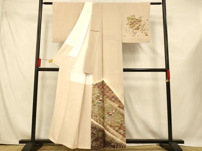 平和屋着物■訪問着 吉祥草花文 暈し染め 金銀彩 正絹 逸品 AABE8827fw
