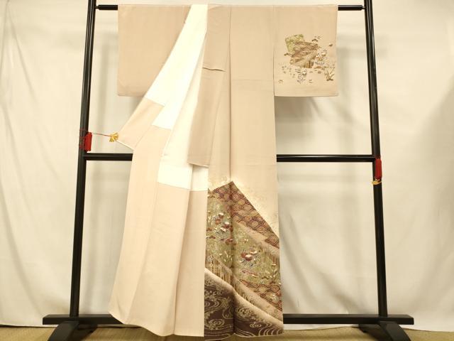 平和屋着物■訪問着 吉祥草花文 暈し染め 金銀彩 正絹 逸品 AABE8827fw