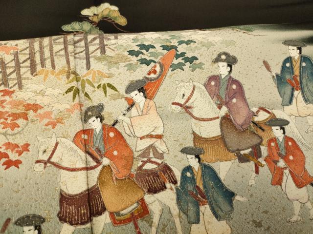 平和屋着物■豪華黒留袖　作家物　寿光織　人物風景文　暈し染め　金彩　正絹　逸品　AABE8835fw