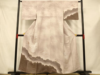 平和屋着物■訪問着　雲取り芝花文　暈し染め　正絹　逸品　AABE8837fw