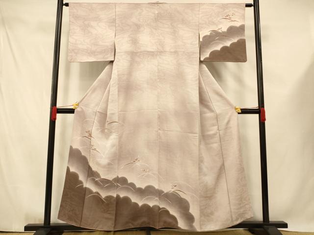 平和屋着物■訪問着　雲取り芝花文　暈し染め　正絹　逸品　AABE8837fw