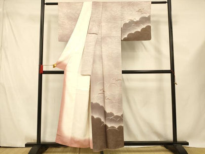 平和屋着物■訪問着　雲取り芝花文　暈し染め　正絹　逸品　AABE8837fw