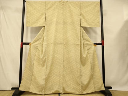 平和屋着物●白鷹お召 幾何学文様 正絹 逸品 AABE8856fw