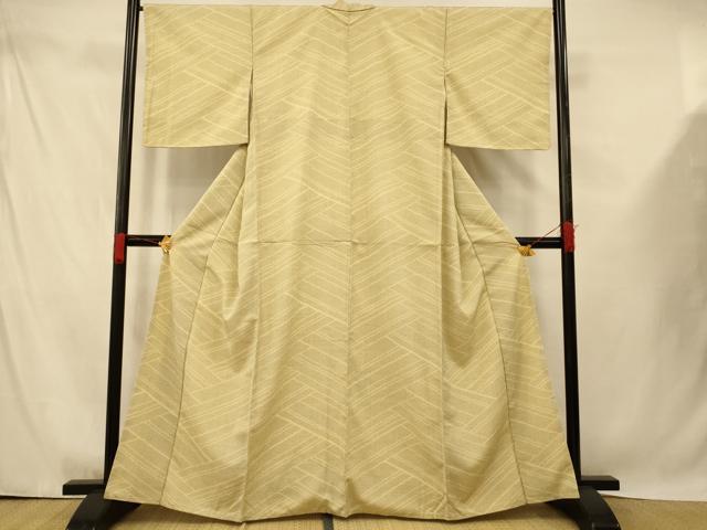 平和屋着物●白鷹お召 幾何学文様 正絹 逸品 AABE8856fw