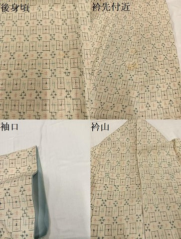 平和屋着物●上質な紬　ちぢみ織　琉球絣文様　正絹　逸品　AABE8881ph