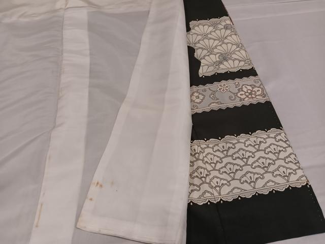 平和屋着物●豪華黒留袖　蘇州刺繍　南蛮船　花唐草青海波　正絹　逸品　AABE8894ph