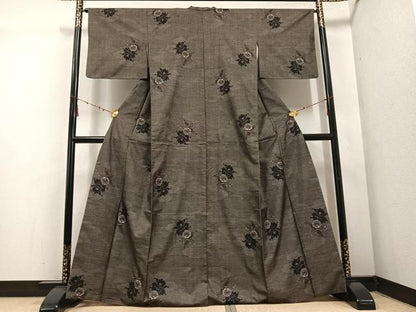 平和屋着物●本場大島紬　カタス7マルキ　総絣　舞花文　正絹　逸品　AABE8896ph