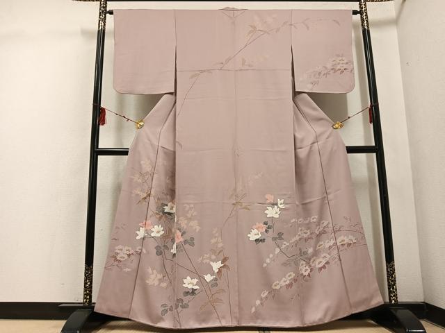 平和屋着物●訪問着　友禅　枝花文　正絹　逸品　AABE8898ph