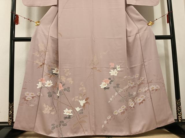 平和屋着物●訪問着　友禅　枝花文　正絹　逸品　AABE8898ph