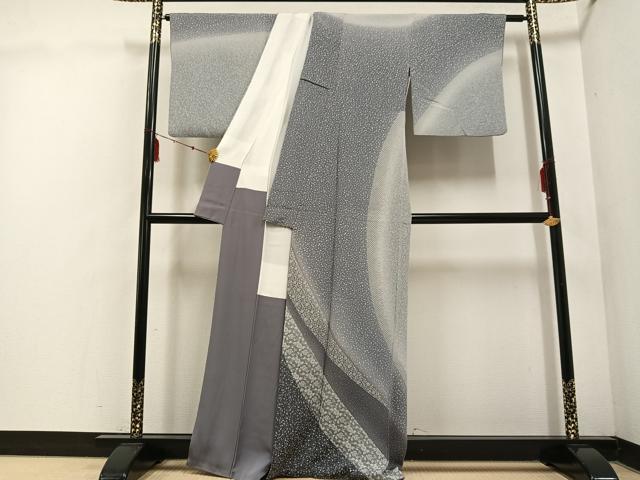 平和屋着物●訪問着　花唐草文　暈し染め　鬼しぼ縮緬　正絹　逸品　AABE8904ph 平和屋着物○訪問着 花唐草文 暈し染め 鬼しぼ縮緬 正絹