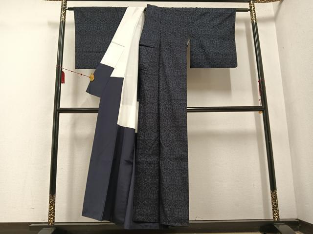 平和屋着物○本場結城紬 重要無形文化財 草花文 正絹 逸品 AABE8906ph