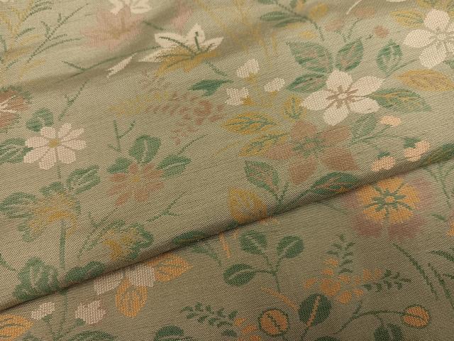 平和屋着物●訪問着　紬地　草花文　正絹　逸品　AABE8909ph