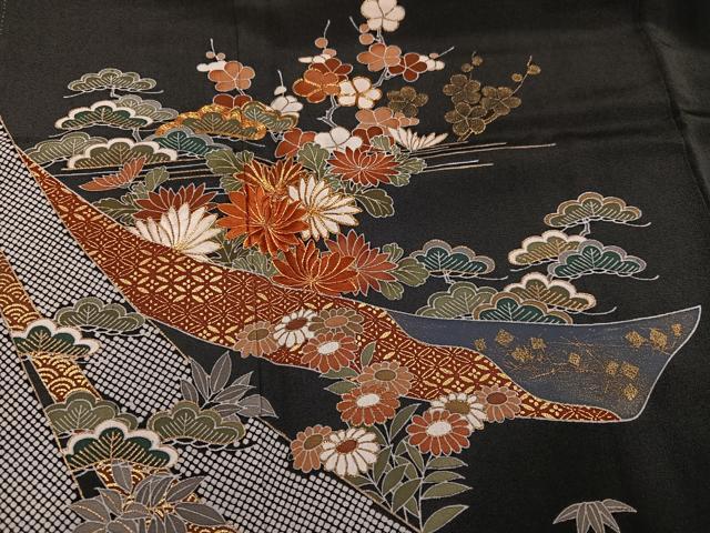平和屋着物●創業460年・千總　黒留袖　草花吉祥文　正絹　逸品　AABE8913ph heiwaya-2025_cabd0136