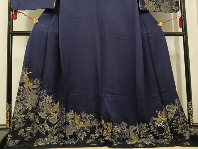 平和屋着物●染色作家　斉藤三才　訪問着　寿光織　花鳥文　三才鳥　金銀糸　ロング丈　正絹　逸品　AABE8915ph