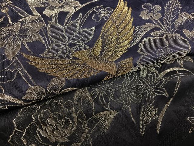 平和屋着物●染色作家　斉藤三才　訪問着　寿光織　花鳥文　三才鳥　金銀糸　ロング丈　正絹　逸品　AABE8915ph