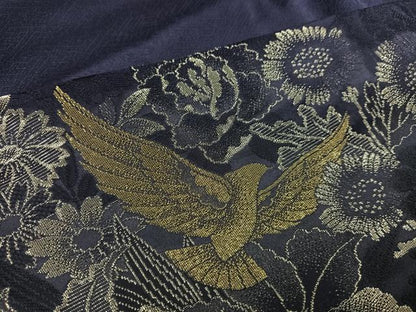 平和屋着物●染色作家　斉藤三才　訪問着　寿光織　花鳥文　三才鳥　金銀糸　ロング丈　正絹　逸品　AABE8915ph