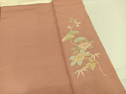 平和屋着物●訪問着　友禅　雪輪草花文　暈し染め　金彩　正絹　逸品　AABE8918ph