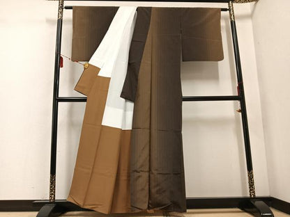 平和屋着物●上質な紬　間道　正絹　逸品　AABE8920ph