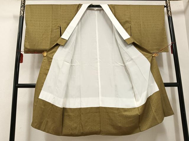 平和屋着物●長襦袢　袷　格子地紋　油色　正絹　逸品　未使用　AABE8921ph 平和屋着物○長襦袢 袷 格子地紋 油色 正絹 逸品 未使用 AABE8921ph