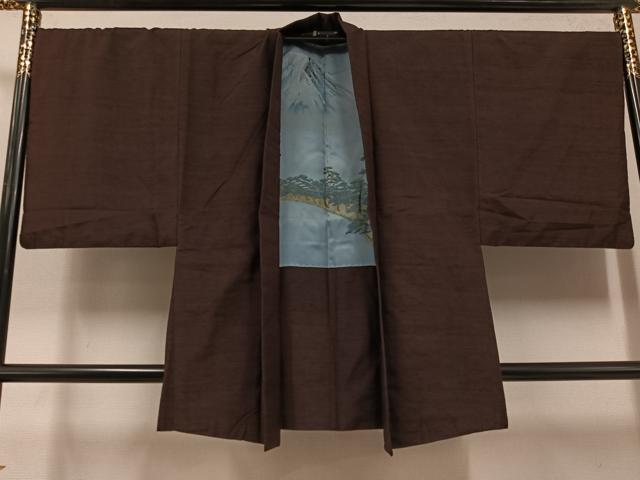 平和屋着物●男性　紬　アンサンブル　色無地　赤褐色　正絹　逸品　AABE8924ph 平和屋着物○男性 紬 アンサンブル 色無地 赤褐色 正絹 逸品 AABE8924ph