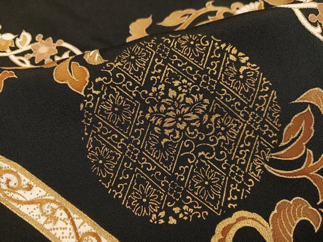 平和屋着物●創業460年・千總　黒留袖　駒刺繍　花唐草文　金彩　高島屋扱い　正絹　逸品　AABE8925ph