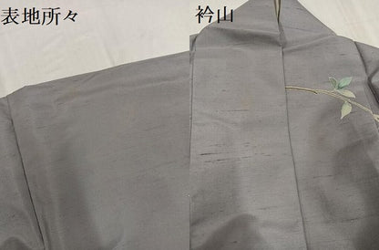 平和屋着物●訪問着　白山紬地　友禅　作家物　枝花文　銀座おゝぎ屋扱い　正絹　逸品　AABE8929ph