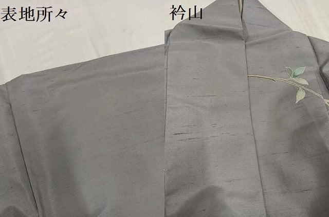 平和屋着物●訪問着　白山紬地　友禅　作家物　枝花文　銀座おゝぎ屋扱い　正絹　逸品　AABE8929ph