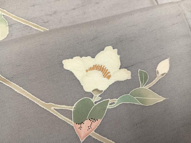 平和屋着物●訪問着　白山紬地　友禅　作家物　枝花文　銀座おゝぎ屋扱い　正絹　逸品　AABE8929ph