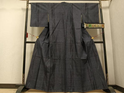 平和屋着物●本場真綿縢結城紬　100亀甲　麻の葉間道　正絹　逸品　未使用　AABE8932ph