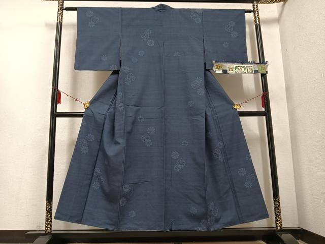 平和屋着物●結城紬　奥順　はたおり娘　舞花文　反端付き　正絹　逸品　AABE8933ph