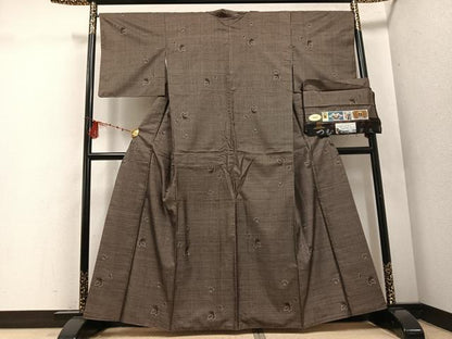 平和屋着物●本場大島紬　カタス7マルキ　古代染色　純泥染　岸田恵光作　証紙付き　正絹　逸品　AABE8936ph