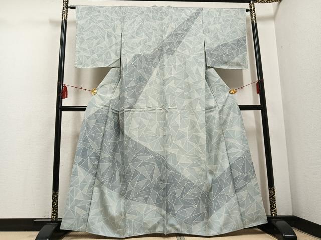 平和屋着物●訪問着　本場大島紬　染大島　幾何学文様　正絹　逸品　未使用　AABE8937ph