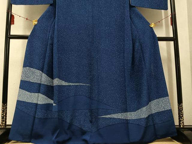 平和屋着物○阿波藍伝統工芸 金子正 訪問着 藍 霞文 正絹